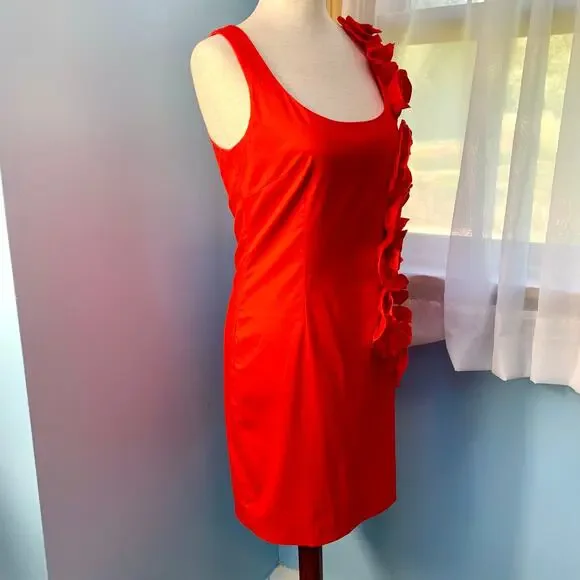 NWT Seamline Cynthia Steffe Red Sleeveless Sheath Dress with Ruffle Size 0 - Picture 6 of 9